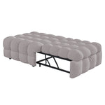 Upholstered Bed 2-in-1 Footstool Pull-Out Single Sofa Teddy Fabric Grey