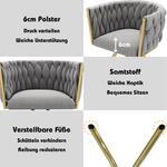 Velvet Dining Chair Set of 2 Swivel Metal Legs - Grey and Gold