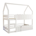 Children's Bunk Bed 90x200cm House Design with Safety Rails - White