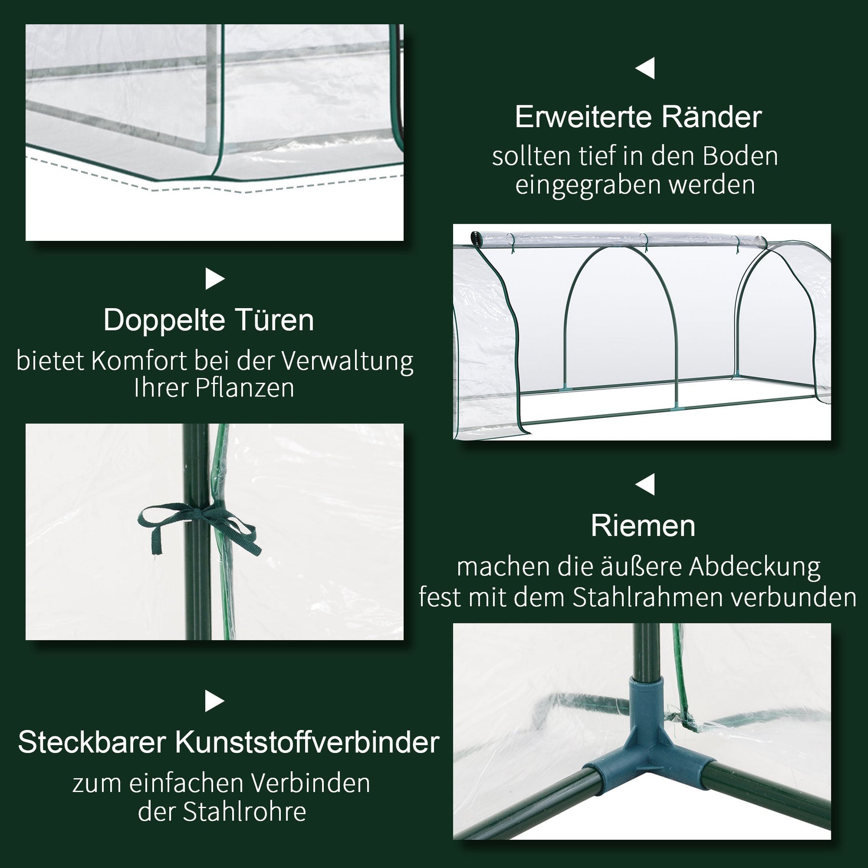 Greenhouse with Door, Cold Frame, Plant Growing, Steel PVC
