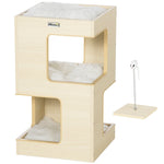 Cat Barrel, 2 Levels with Toys, Natural + Light Grey