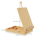 Table Easel, Angle-Adjustable Foldable Suitcase with Storage, Wood