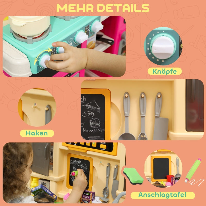 Play Kitchen with Running Water, 85-Piece Accessory Set, Lights and Sounds, Multicolor