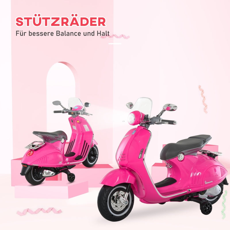 Electric Motorcycle for Children with MP3 Music and Headlights, Faux Leather and Metal, Pink