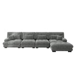Modular Corner Sofa L-Shaped 4-Seater Couch Set Movable Ottoman DIY Chenille Grey