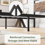 Bed Frame 140x200 cm with Slatted Base & Storage, Metal & Wood