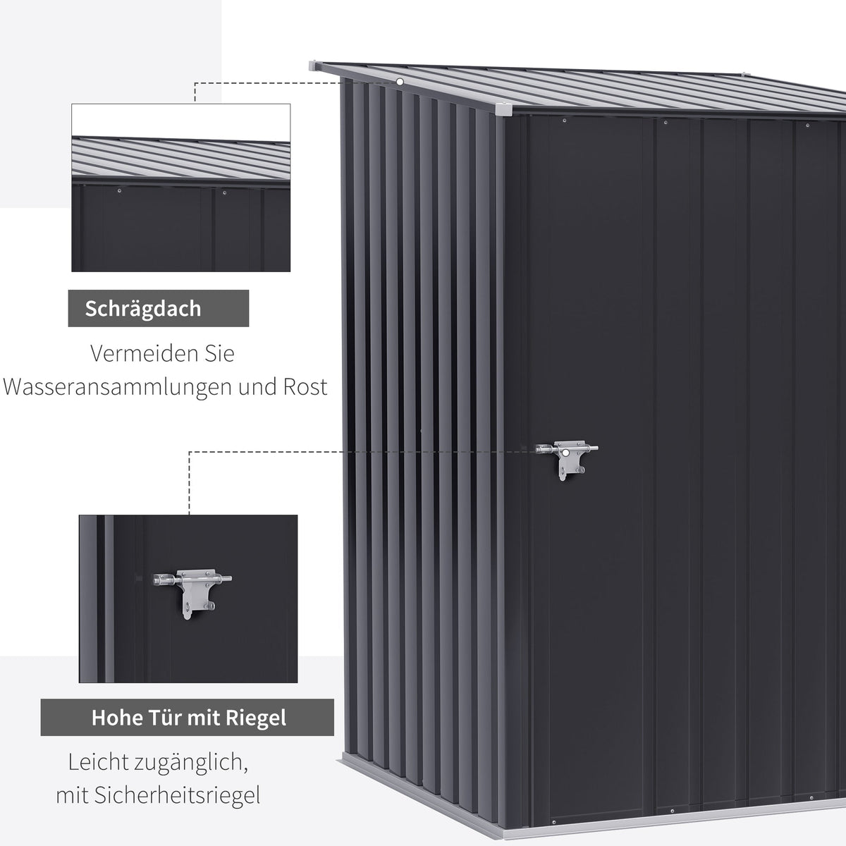 Garden Shed 1x1m Galvanized Steel Dark Grey