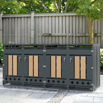 Bin Storage Unit with Hinged Lid, Lockable and 4 Doors, Wood Grain