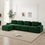 Boneless Sofa Modular L-Shaped Chaise Lounge 4-Seater Deep-Seat - Corduroy Green