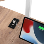 Loft Bed 140x200cm Desk Storage LED USB/Type-C Pegboard - White Iron Frame