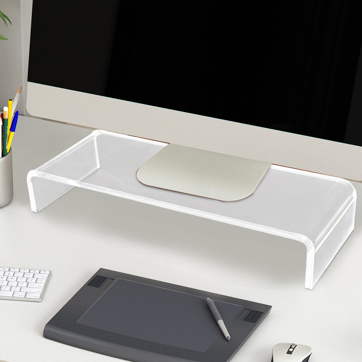 Ergonomic Monitor Stand for Laptop, Computer, Notebook, Transparent Acrylic