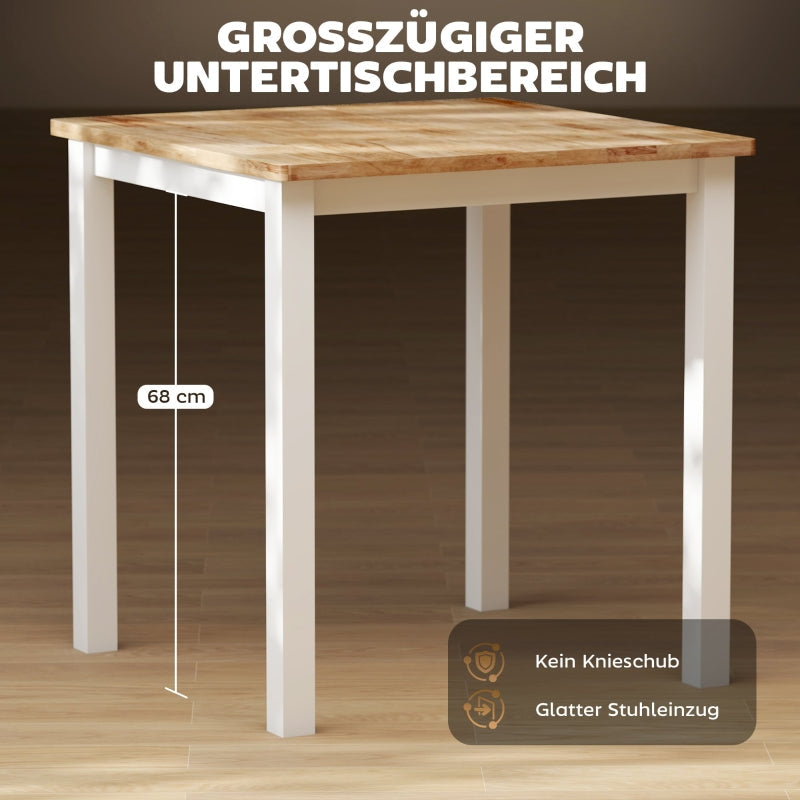 Dining Table for 4 People, Rubber Wood, Natural