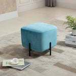 Footstool, Padded Footrest, Polyester & Steel, Turquoise