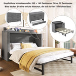 Mobile Murphy Bed with Storage and USB Ports, 140 x 200 cm, Grey Linen