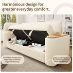 Teddy Plush Sofa, 3-Seater Modular Sofa Bed with Storage and Side Table, Beige