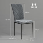 Dining Chairs Set of 4 with Backrest, Metal Legs, Dark Grey Velvet