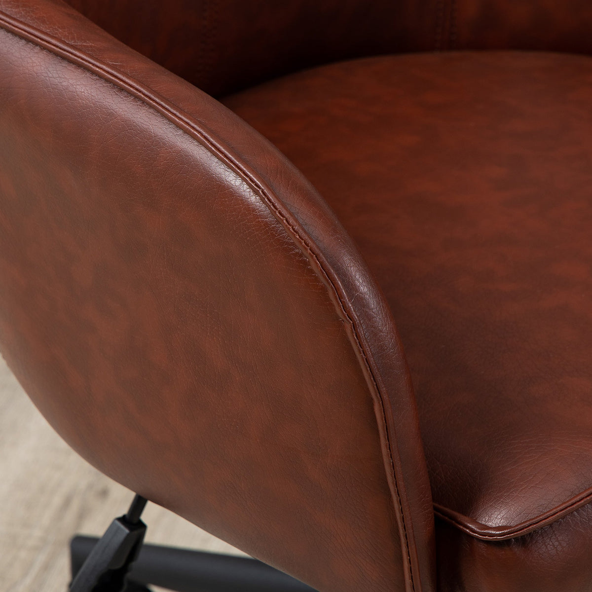 Office Chair Desk Chair Rocking Function Height Adjustable 120kg, Faux Leather Brown