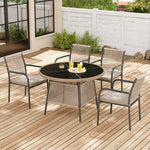 Modern Garden Furniture Set with Round Table & 4 Chairs, Rattan