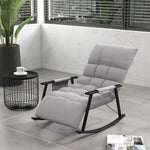 Rocking Chair/Relaxing Armchair Footrest Adjustable Backrest Side Pocket, Microfiber Grey