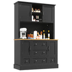 Tall Cabinet 115x180cm with LED App Control & Music, 4 Doors 5 Drawers Display Storage, Black