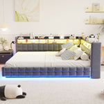 Multifunctional Sofa Bed 140x200 with Storage & LED, Dark Grey Velvet