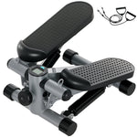 Mini Stepper 2-in-1 with Power Ropes, Up-Down Swing, LCD Display, Gray