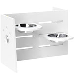 Elevated Dog Bowl, 3-Level Adjustable, 2 Stainless Steel Bowls, White