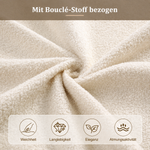 Upholstered Double Bed 140x200 cm with Storage, Beige Bouclé