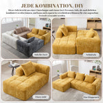 Sectional Sofa L-Shaped 3-Seater Chaise No Assembly Chenille Yellow