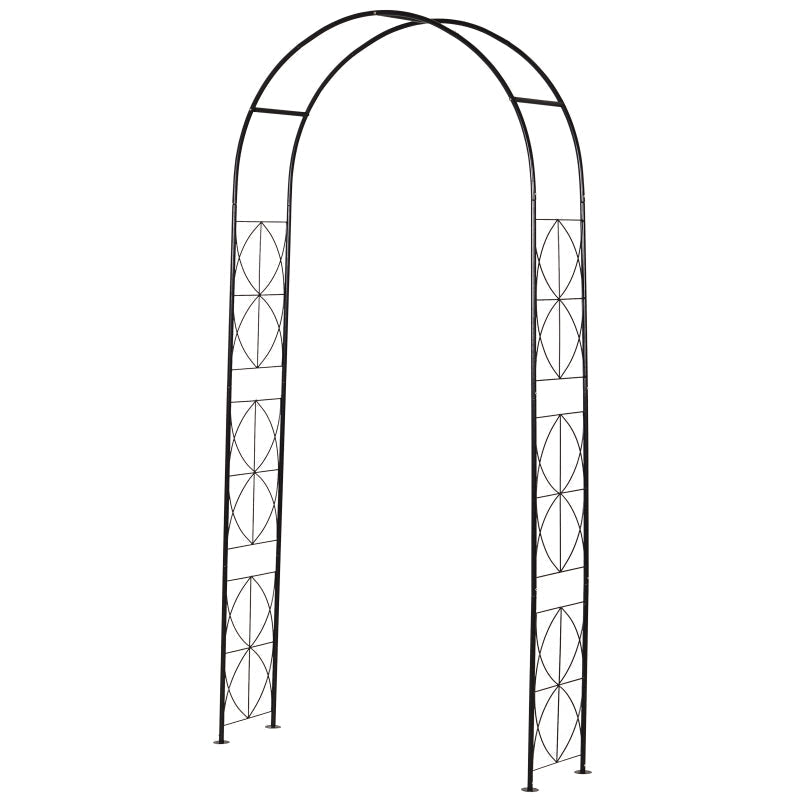 Archway Trellis Planting Arch Garden Roof 114x30x230cm for Climbing Plants, Metal Black