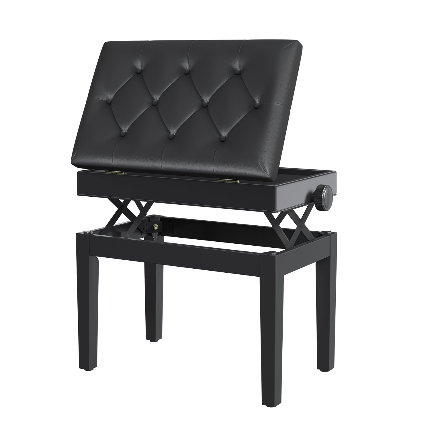 Piano Bench with Storage, Height Adjustment, Wood
