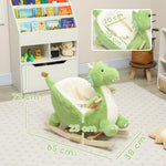 Dinosaur Rocking Animal with Interactive Sounds and Wooden Frame, Green