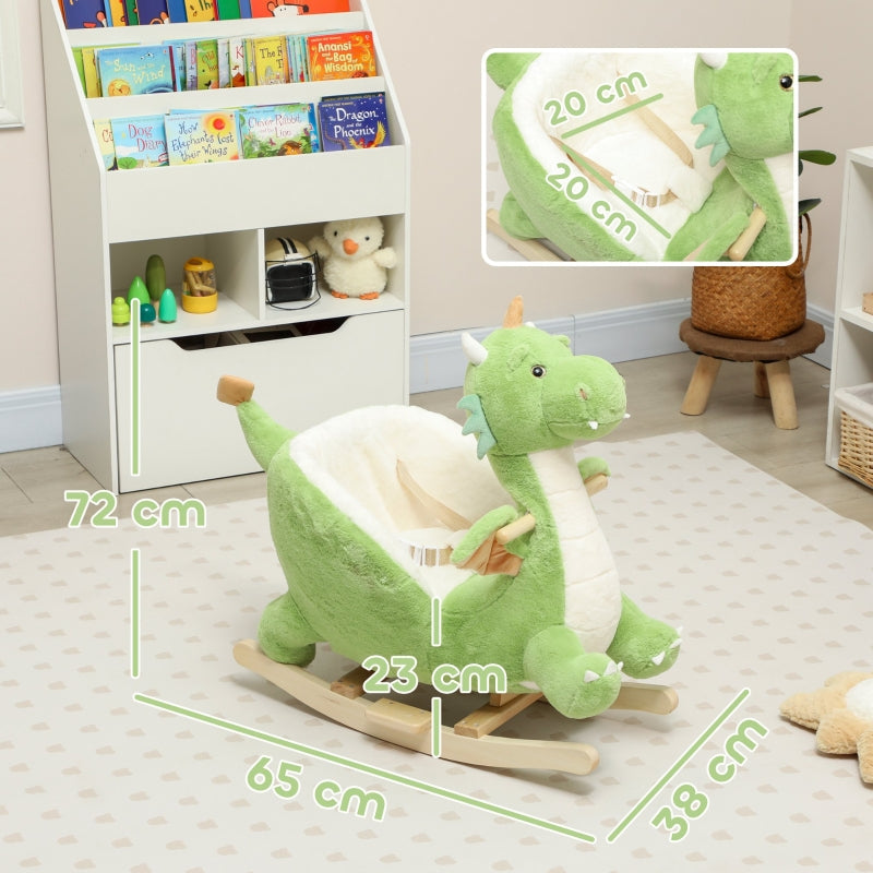 Dinosaur Rocking Animal with Interactive Sounds and Wooden Frame, Green