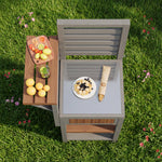 Outdoor Garden Cabinet with Stainless Steel Worktop and Double Shelf, Weatherproof Wood