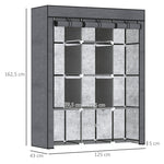 Fabric Wardrobe, 8 Tiers, Clothes Rails, Non-Woven Fabric, Dark Grey