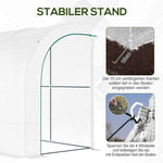 Greenhouse with Shelves, Windows, Winterproof 300x150x213cm Steel Foil, White