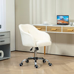 Home office chair, ergonomic desk chair, swivel, height adjustable, rocking function, teddy velvet, cream white