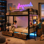 Kids House Loft Bed 90x200cm with Slide & LED, Pink Metal