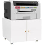 Metal Printer Stand - Mobile Storage, Adjustable Shelf, File Cabinet - White