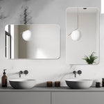 Frameless Bathroom Mirror 90x70 cm, Rounded Corners, Silver Glass