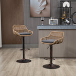 Modern Bar Stool Set of 2, Adjustable, Footrest, Gray