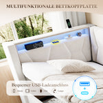 Upholstered Bed 90x200 with Storage & LED Lighting, Beige Velvet