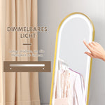 Full-Length Mirror, Dimmable LED, Wall & Standing, Touch Switch, Gold