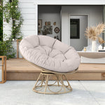 Papasan Chair, 360° Rotatable Wicker, Light Gray