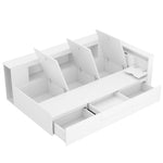 Children's Single Bed 90x200cm Multifunctional Storage Drawers Bookshelf - White