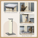 Sisal Scratching Post, 81cm high, play ball, for cats up to 5kg, Grey/Cream