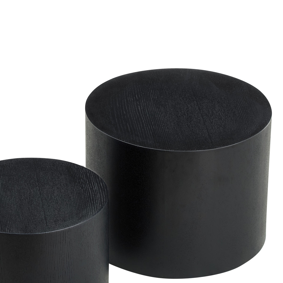 Modular Nesting Coffee Table Set of 2, Convertible and Space-Saving, Black and Oak or White Finish