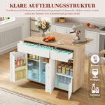 Modern Serving Trolley with 360° Swivel Casters and Storage, White and Wood