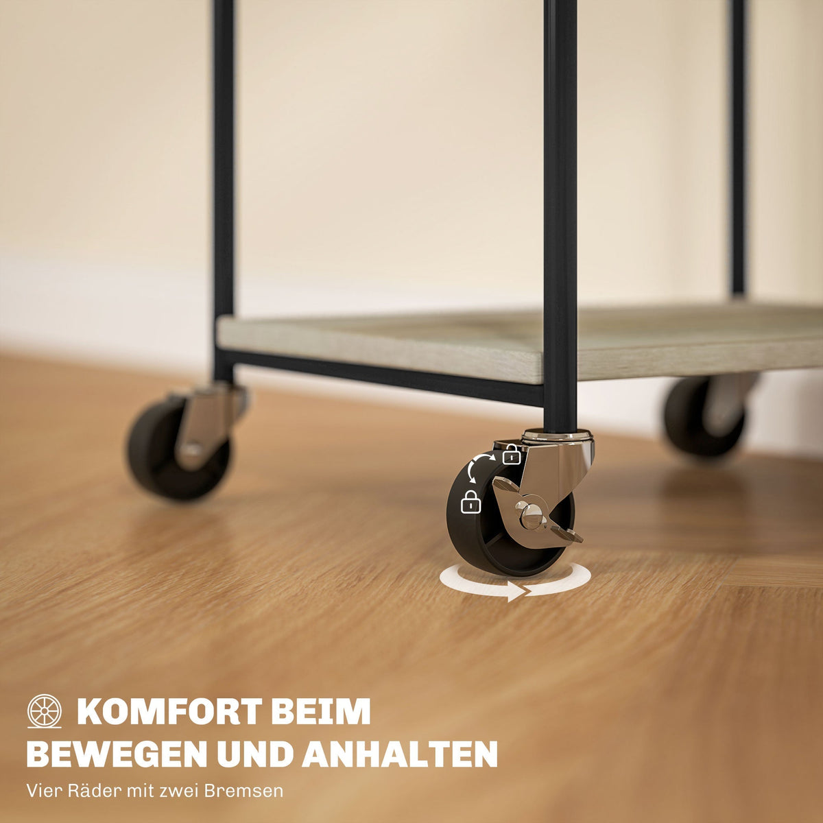 Printer Table, 3-Tier Stand with Casters, Steel