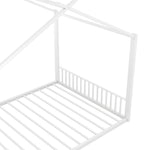 Upholstered Bed 140x200cm Iron Frame House Design - White